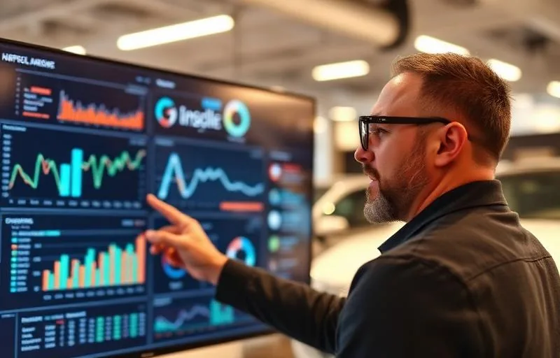 Dashboard de dados e relatórios de marketing de uma concessionária